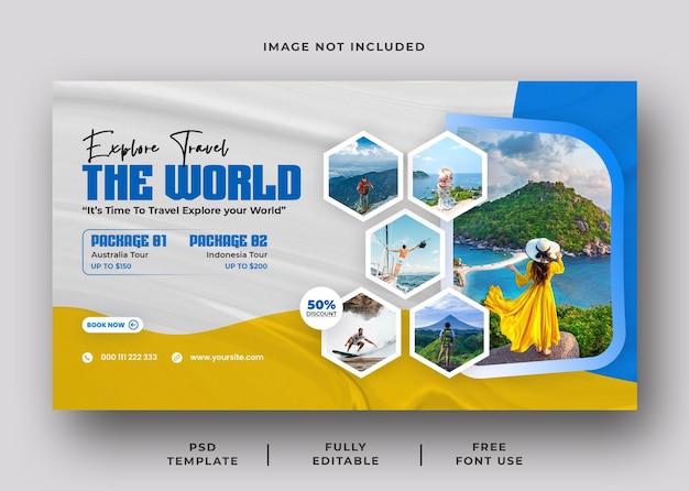 Explore the World Travel Packages Web Banner Template