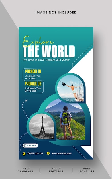 PSD explore the world travel social instagram story banner template