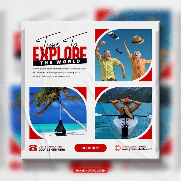 PSD explore the world travel social media banner template