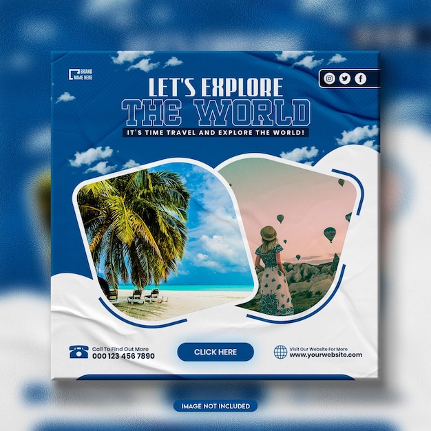 PSD explore the world travel social media banner template