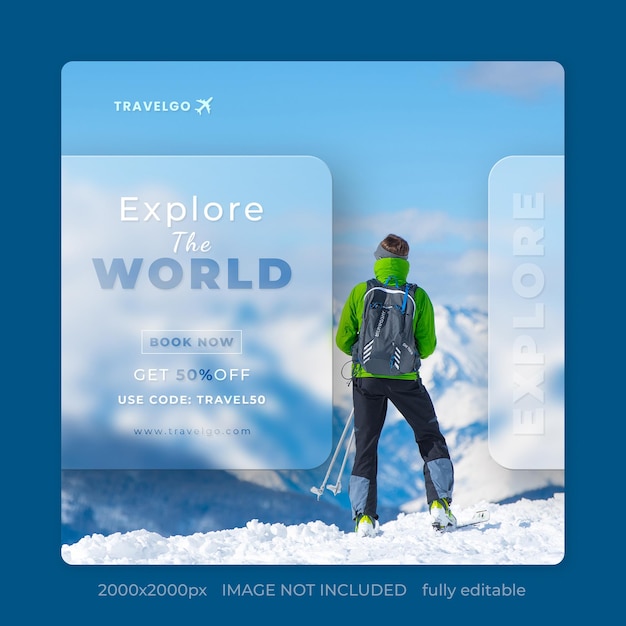 PSD explore the world travel social media post design template