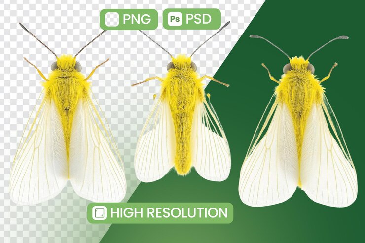 PSD explore yellow moth isolated with delicate wings and graceful flight concept