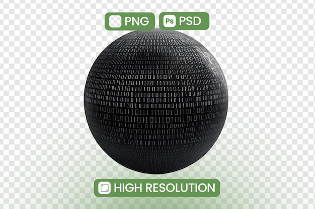 Exploring the Digital Sphere A HighResolution 3D Model of a Binary Code Sphere Showcasing Data Visualization and Abstract Design Concepts for Technological Applications