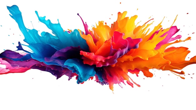 PSD explosion of colored paint isolated on transparent png background