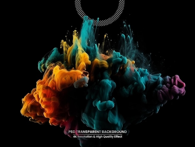 PSD esplosione di polvere colorata isolata su sfondo nero sfondo colorato astratto
