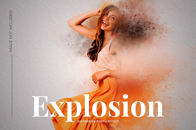 Explosion dispersion photo effect template