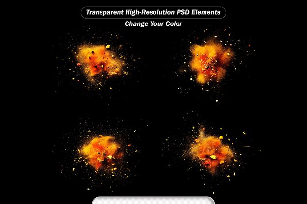 PSD 黒い背景のフレイクと種子で赤いカエーンペッパーの爆発