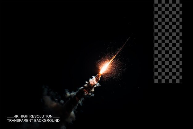 PSD explosive firecracker with smoky tail about to burstdynamic and captivating transparent background