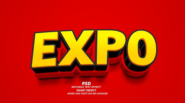 Expo 3d editable photoshop text effect style