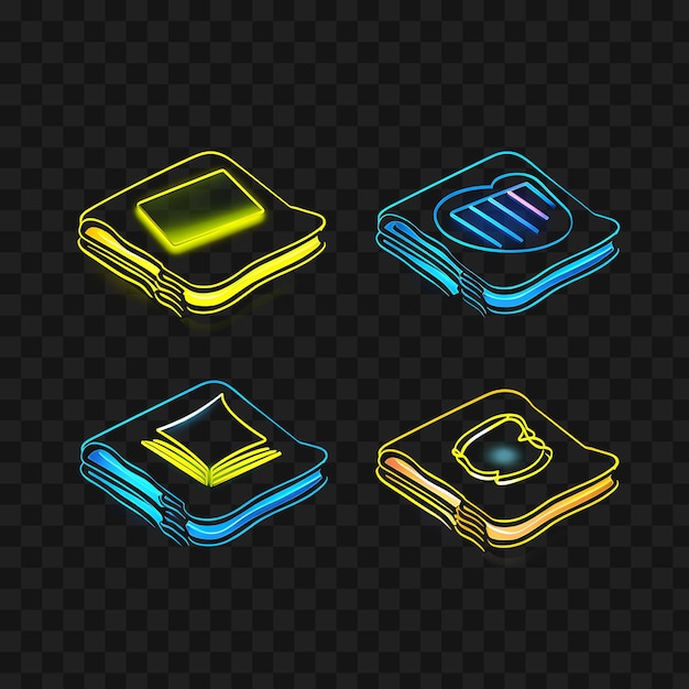 PSD expressive neon emoji stickers diverse emotions and 4k 300pdi designs psd file clipart transparent