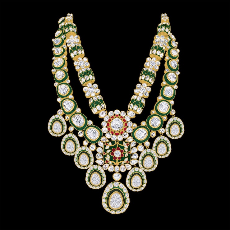 PSD exquisite gemstone and diamond necklace with psd file