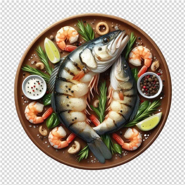 PSD squisito piatto di pesce isolato perfetto