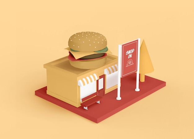 PSD exterior advert burger store