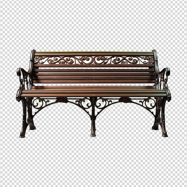 PSD exterior bench 3d render isolated on transparent background