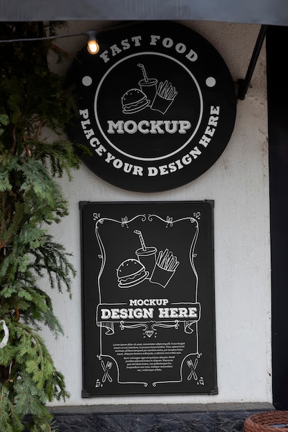 Exterior restaurant teken mock-up ontwerp
