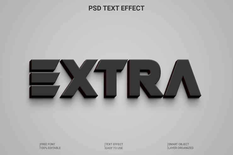 PSD дополнительный эффект стиля текста с 3d-редактированием