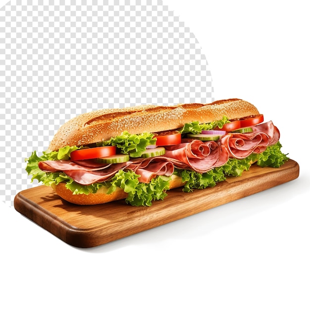 PSD extra large submarine sandwich with ham tomato and onion