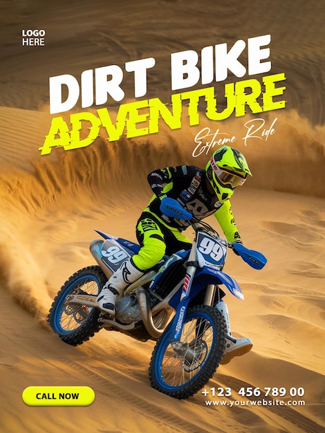Extreme Dirt Bike off road Adventure Poster ulotki biznesowej do projektowania szablonów postów w mediach społecznościowych