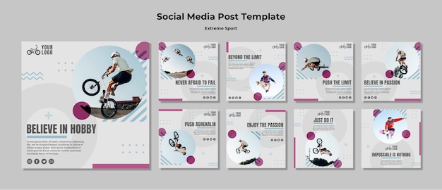 Extreme sport social media post template