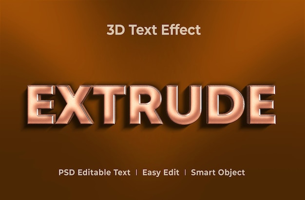 Extrude 3d text style effect mockup template premium