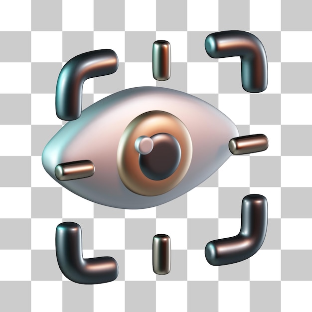 Icona 3d di scansione biometrica dell'occhio
