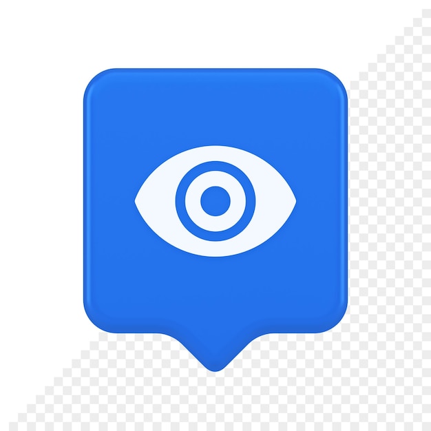 Eye button visibility searching optical lens web application 3d realistic speech bubble icon