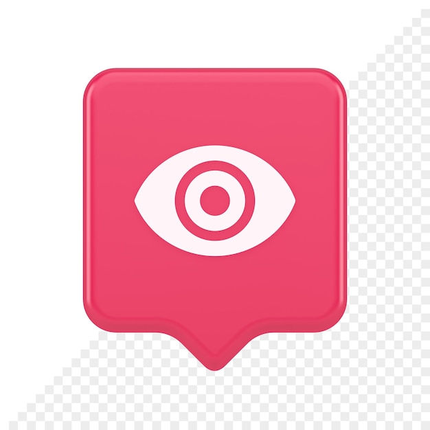 eye button visibility searching optical lens web application 3d realistic speech bubble icon