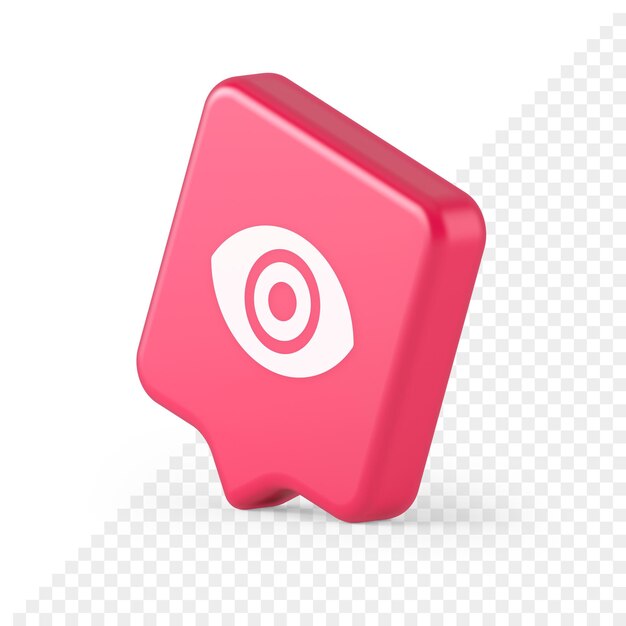 Eye button visibility searching optical lens web application 3d realistic speech bubble icon