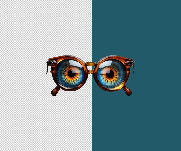 PSD eye glass 3d render white background and eye glass icon
