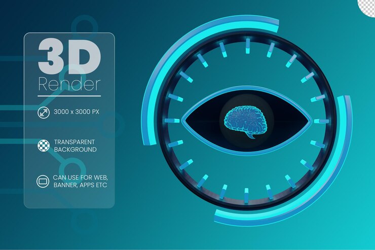 PSD eye and hud on artificial intelligence concept