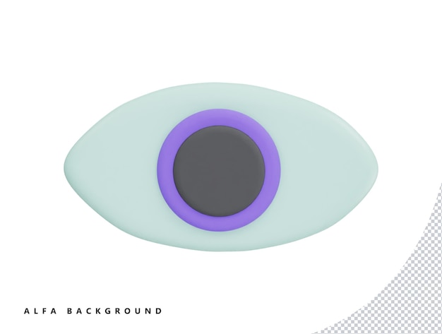 PSD identificazione dell'occhio con icona vettoriale 3d cartoon stile minimo
