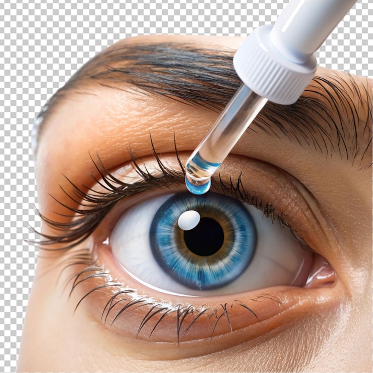 PSD 透明な背景に液体を浸した眼のレンズ