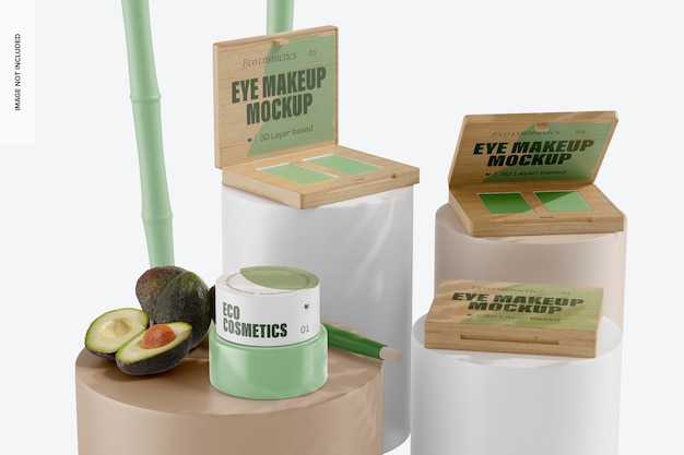 Eye Makeup Kit Mockup, Left View