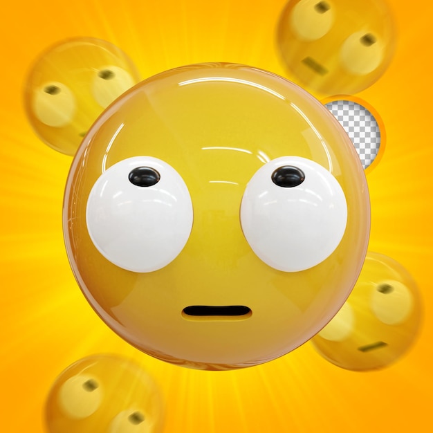 Eye roll 3d rendering emoji