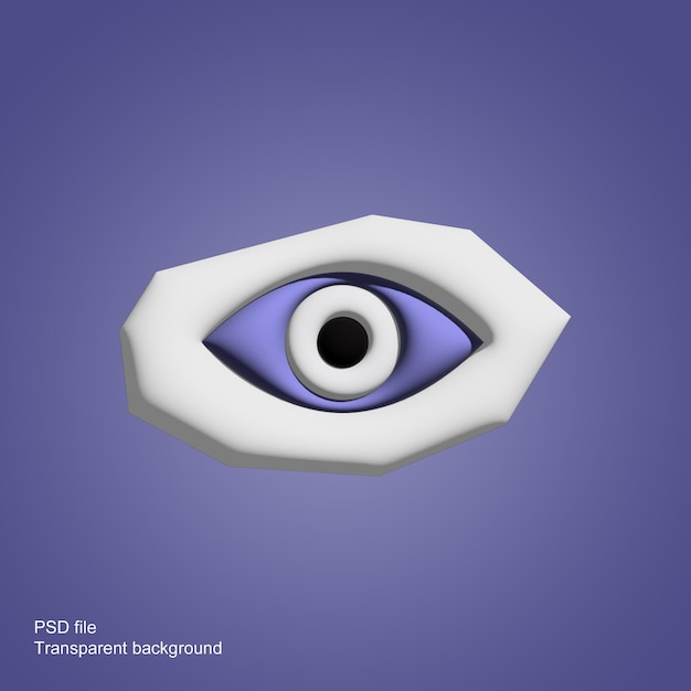 PSD eye symbol scanning game shape inflate icon vision 3d render psd trendy stickers y2k psd medical