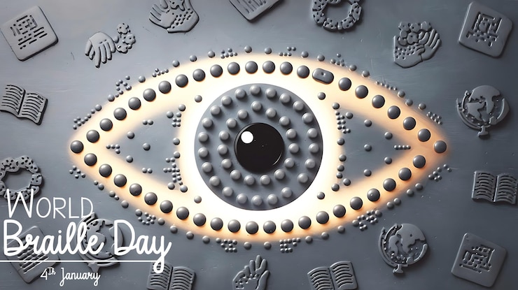PSD eye symbolic concept template of world braille day 04 january