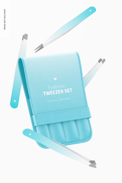 Eyebrow tweezer set mockup, floating