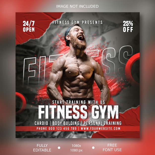 PSD Баннер для социальных сетей eyecatching gym and fitness psd