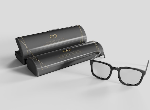 Eyeglass with case mockup