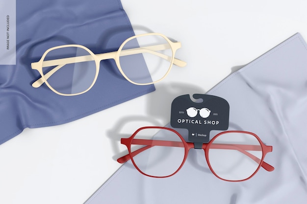 PSD eyeglasses with scarf mockup