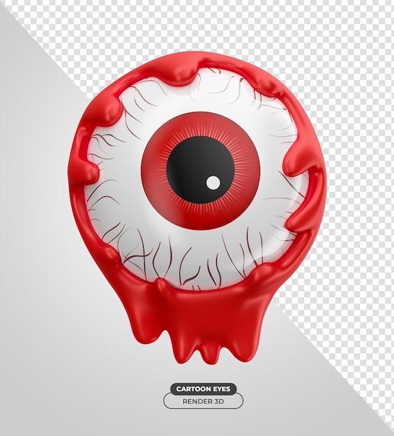 PSD eyes for halloween 3d render cartoon illustration with transparent background