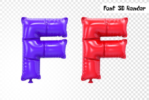 F Font Balloon 3D Rendering