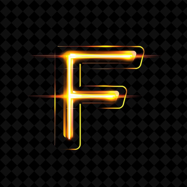 PSD f letter featured with neon flashing rod lights with thin it neon color y2k typo art collections (letters met neon flitsende staaflichten met dunne neonkleur)