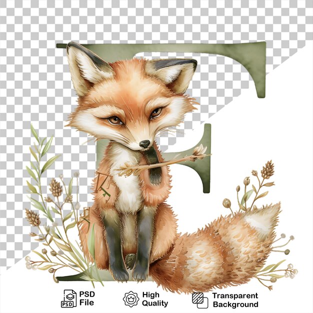 PSD f letter with fox on transparent background include png file