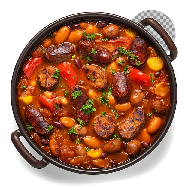 Fabada asturiana rich spanish bean stew on transparent background