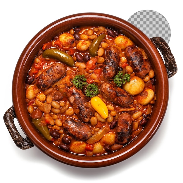 PSD fabada asturiana rich spanish bean stew on transparent background