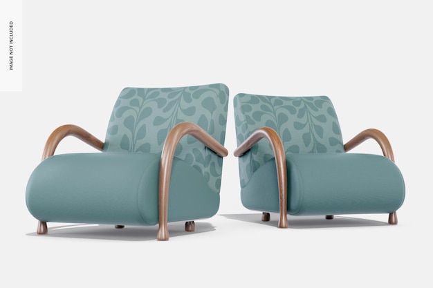 PSD fabric arm chairs mockup