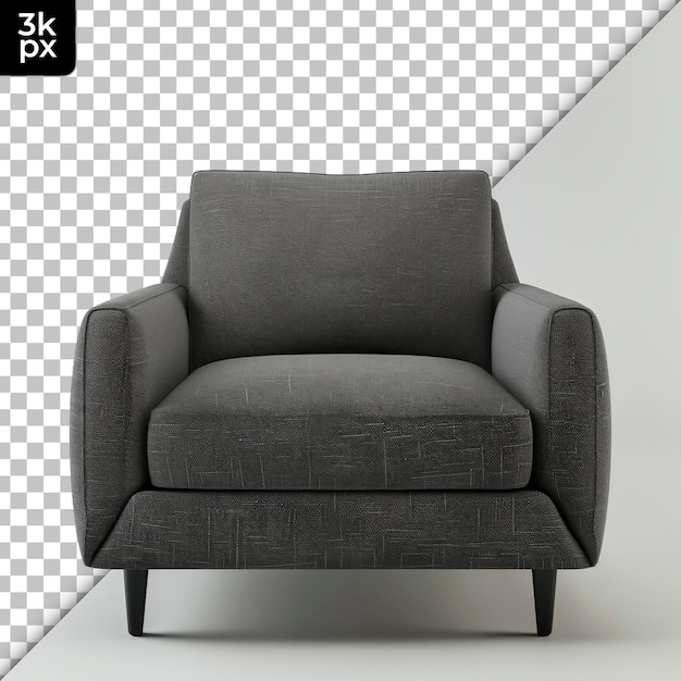 Fabric armchair isolated on transparent background