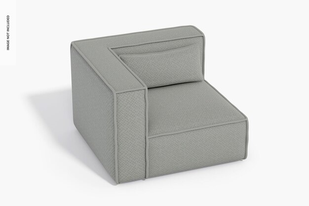 PSD fabric armchair pouf mockup, perspective