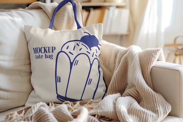 fabric bag  indoors mockup